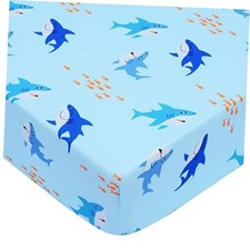 Crib Sheet for Boys Shark Fitted Crib Sheets for Daycare 52 52x28 Inch Sharks