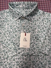 Rhoback "Pipes  Drums" themed linewor print and flag Polo sz L