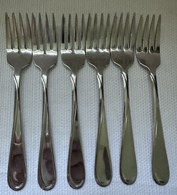 Oneida USA FLIGHT/RELIANCE Glossy Stainless  6 Salad Forks 6 3/4''  #T30