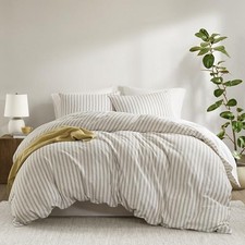 Duvet Cover Set for Hot Sleepers - Linen Cotton Rayon Blend Size 3 Queen Tan
