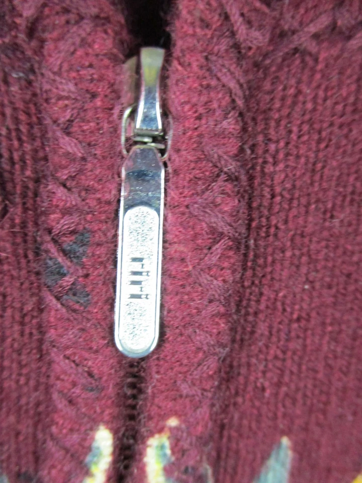 Cárdigan con Capucha Raw 7 Suéter Para Mujer Rojo Medio 100% Cachemira Cremallera Completa Calavera Foto 4 de 4