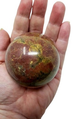 Vintage Ocean Jasper Sphere 50.8mm Reddish Brown & Black Polished Crystal Ball