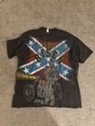 Vintage 90s All Over Print Tee Biker Skull Hog Wild Shirt Large Harley 3D Emblem