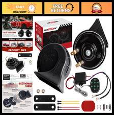 Highlow Tone Musical Car Horn Kit - 12v Waterproof Dual Horns For Cars Motorb Highlow Tone Musical Car Horn Kit - 12v Waterproof Dual Horns For Cars Motorb