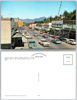 Prince Rupert Canada Third Avenue West Cars Postcard