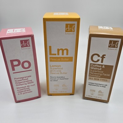 DR BOTANICALS BUNDLE Superfood Cf / Po / Lm Exfoliator / Mask / Moisturizer 