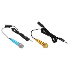 2Pcs Mini Microphone with Covers for Singing Blue, Rose Gold