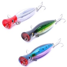Popper Fishing Lure, 3 PCS Topwater Popper Lures 3D Eyes Fishing Accessories ...