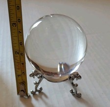 MINI Crystal Ball with Stand Transparent Clear Mini Glass Approx 3.25" Tall Used