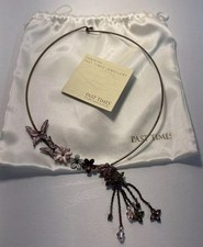 Vintage Past Times Loop Necklace, Enamel Butterflies And Flowers 16 1/2“ Length