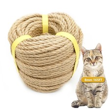 165 Feet Natural Jute Twine, 8mm Heavy Duty Thick Braided Jute Rope Roll, Dec...