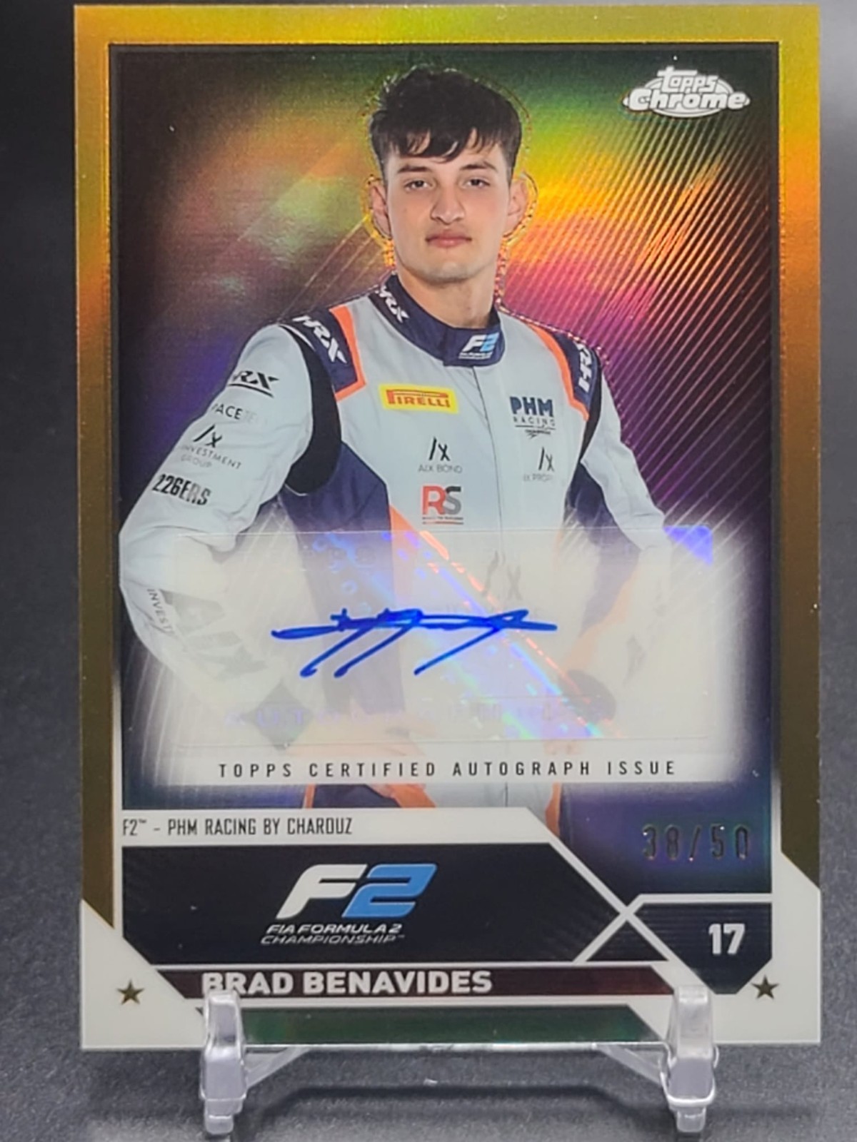 2023 Topps Chrome Formula 1 F1 Autograph TRUE GOLD /50 #CAC-BB Brad Benavides