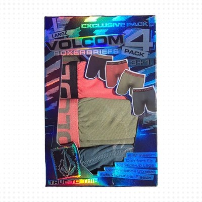 Volcom Men's Boxer Briefs 4 Pack Large Performance Stretch 5.5 Inseam New