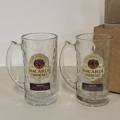 Pair (2) Bacardi Oakheart Smooth Spiced Rum Mug/ Glass Stein 6  New