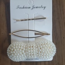Pearl bead  gold hair pin set