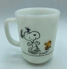 Vintage Fire King Peanuts Snoopy & Woodstock 1965 Milk Glass Coffee Mug 4"