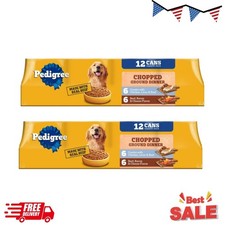 2P Pedigree Chopped Ground Dinner Chicken Bacon Variety Pack Wet Dog Food 13.2Oz