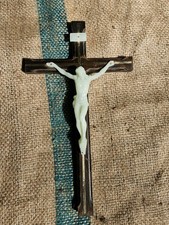 Glow in the Dark Crucifix Plastic on Wooden Cross FREE US SHIPPING 