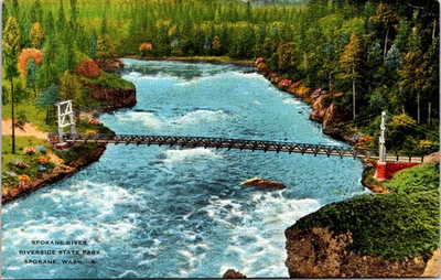 #ad Spokane Falls Hydro Electric Birds Eye Washington Postcard E111 $2.99