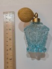 Vintage blue crystal glass perfume atomizer — photo 1