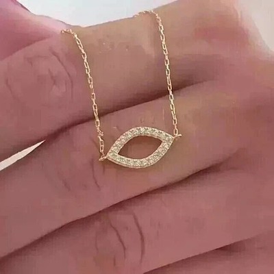 1Ct Round Cut Real Moissanite Women's Charm Pendant 14k Yellow Gold Plated