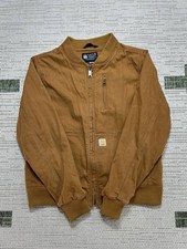 Carhartt Jacket Kids Large Brown Cotton Canvas Full Zip Bomber