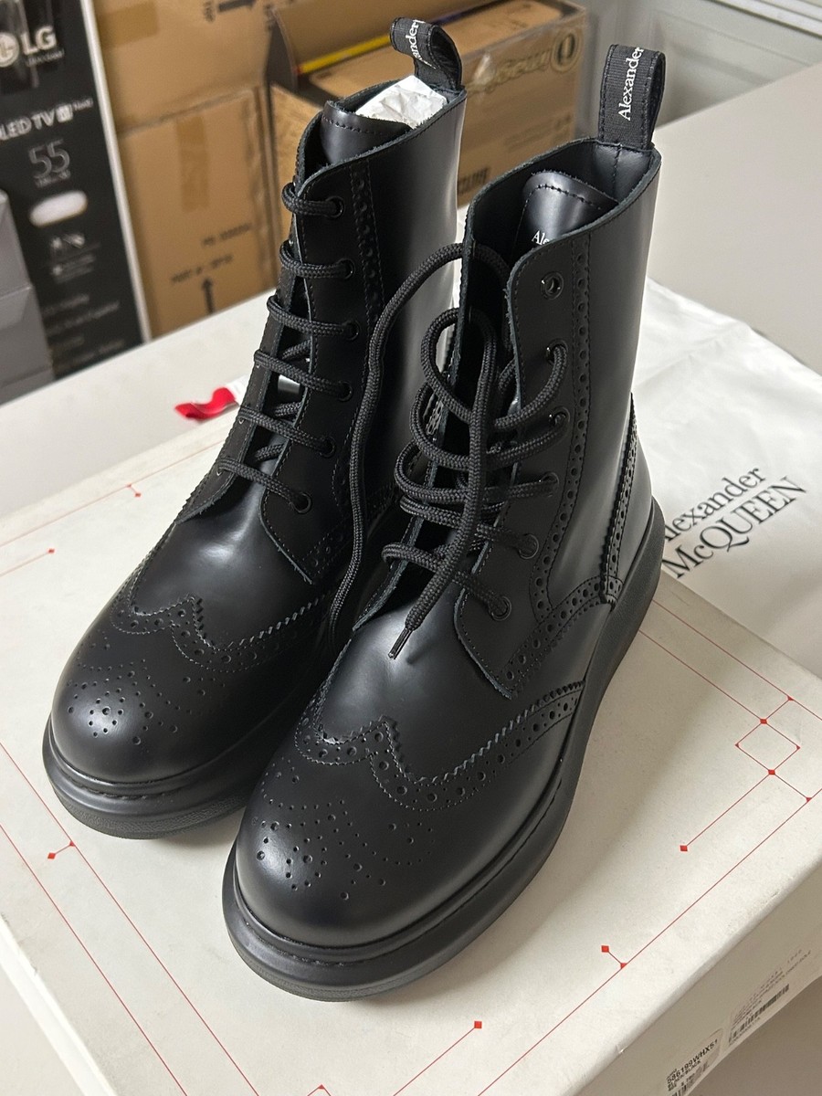 Alexander McQueen 586199 Hybrid Brogue Boot Black Men's Size 40 (7
