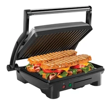 Chefman 3-in-1 Panini Press & Grill, 4-Slice, Non-Stick, Stainless Steel, New