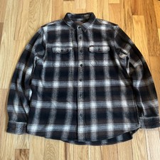 Orvis Flannel Jacket Men s Black Brown Size XL Button Down Shacket Plaid Cotton
