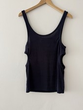 Carlota Barrera Men’s Tank Top Side Cut Outs L Blue Viscose