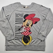 Disney Minnie Mouse Sweatshirt Womens Large 90s Vintage Graphic Jumper Grey Y2K