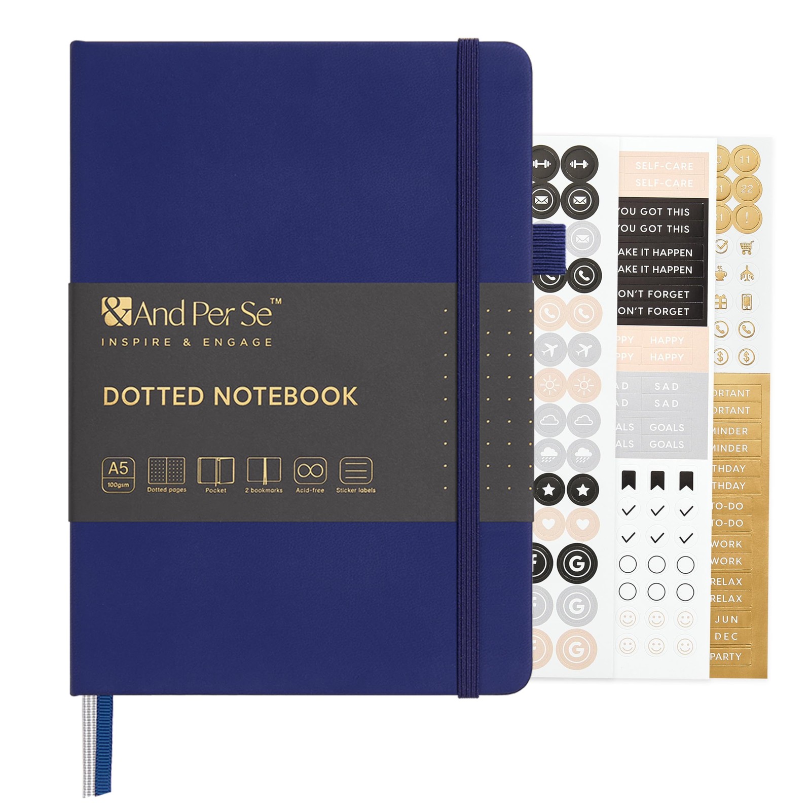 &And Per Se Dotted Journal – A5 Hardcover, Dot Grid Notebook for Planning & J...