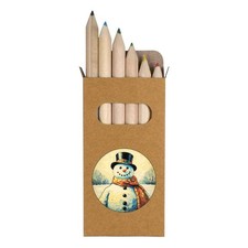 6 x 'Snowman Wearing A Top Hat' Short Colour Pencils PE00067658