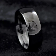 Black Mirror Finish Tungsten Carbide Ring Men's Wedding Engagement Band Ring