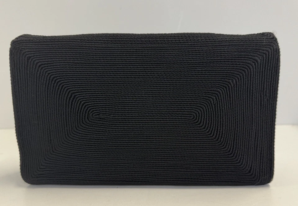 Bolsa carteira genuína Corde Clutch vintage década de 1940 1950 preta - Imagem 3 de 4