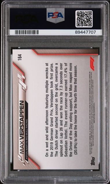 Max Verstappen F1 2020 Topps セット 2020 Topps Chrome Formula 1 Sapphire Max Verstappen PSA 10