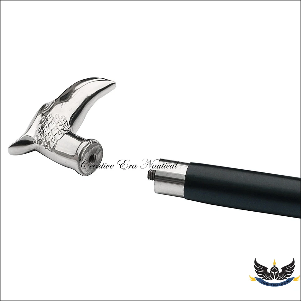 SOLID LATÓN VICTORIA BASTÓN PLATA NÍQUEL ÁGUILA MANGO MADERA DURA NEGRO BASTÓN PARA CAMINAR Foto 2 de 4