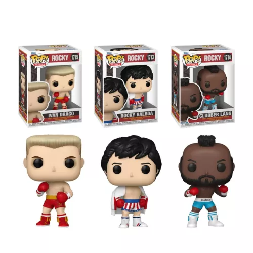 Set of 3 Funko Pop Rocky Balboa Clubber Lang Ivan Drago Case Fresh! MIB
