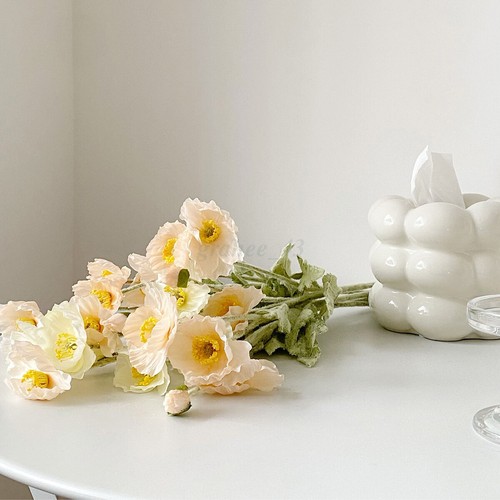 Artificial Poppy Stem In White | Realistic Faux Botanicals - Foto 5