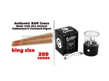 RAW Classic king Size pre rolled Cone(200PK)+rechargeable electric grinder