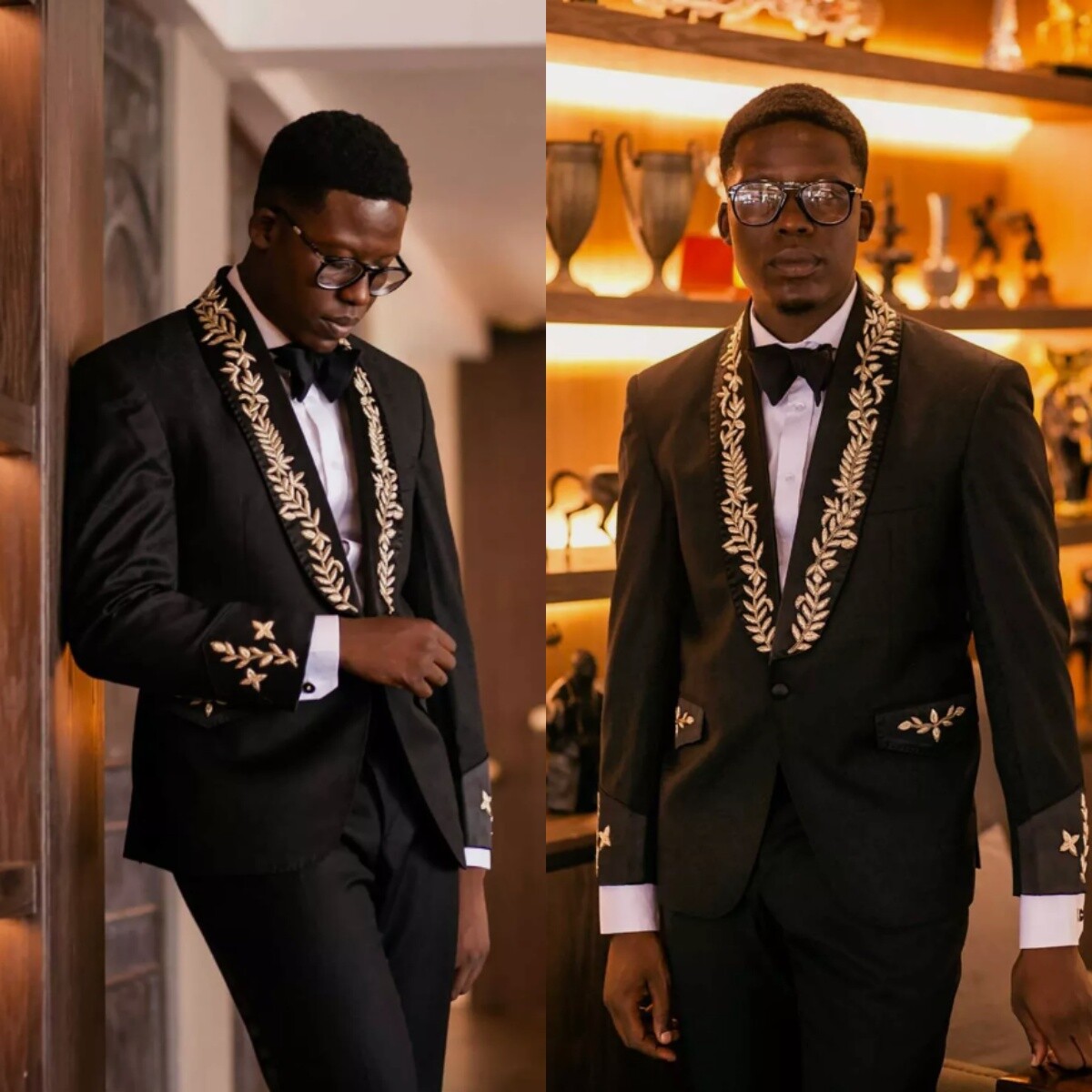 Black Men's Suits with Gold Appliques Jacket Shawl Lapel Wedding Groom Tuxedos Black Men's Suits with Gold Appliques Jacket Shawl Lapel Wedding Groom Tuxedos