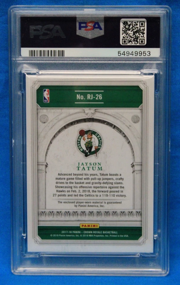 2017 PANINI CROWN ROYALE # RJ26 Jayson Tatum RC PSA 8 # 54949953 ROOKIE JERSEYS - Image 2 of 3