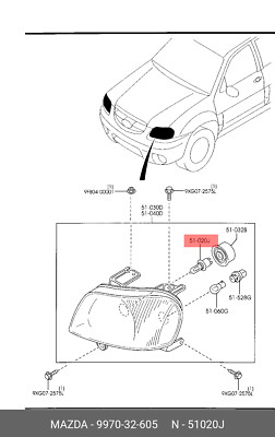 Genuine OE Bulbhead Lamp Hlgn 997032605 for Mazda 99703-2605