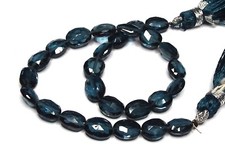 8" Strand LONDON BLUE TOPAZ 7.5-8mm Faceted Oval Beads /o11