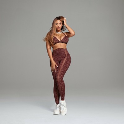 IVY PARK Adidas Icy Park Night Red/Wild Brown Sheer Monogram Leggings u0026  Crop Top | eBay