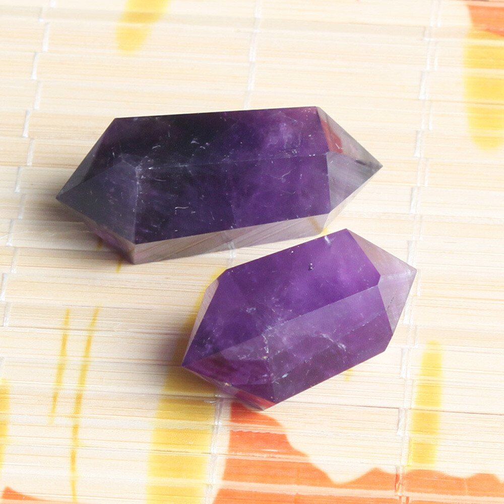 3PCS Natural Purple Amethyst Quartz Crystal Point Wand Obelisk Healing LH02
