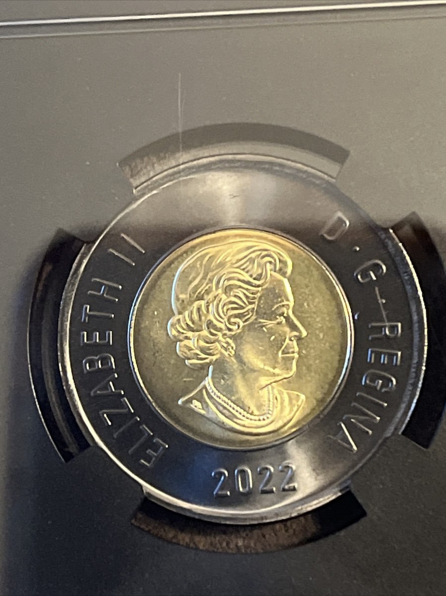 2022 CANADA $2 BLACK RING PCGS MS65 FIRST STRIKE QUEEN