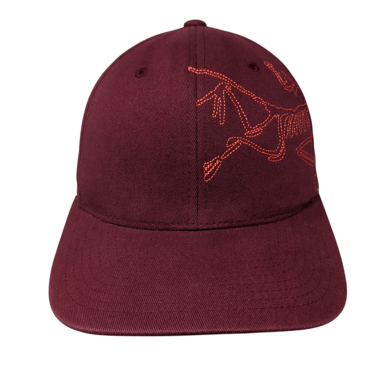 Arc'Teryx Fitted Hat Red Size S-M Embroidered Skeleton Bird Logo
