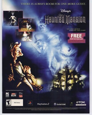 2003 Disney's the haunted mansion PS2 Xbox Video Game Art Vintage Print Ad 