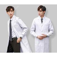 Lab Coat Doctor Nurse Dress Medical Uniforms White Jacket with Waist Belt New US